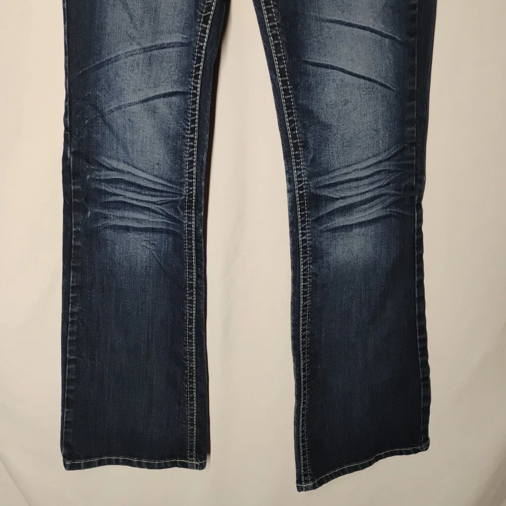 Wishful‎ Park Womens Juniors 9 (28x31) Bella Boot Cut Whiskared Blue Jeans